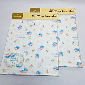 VTG Lot of 2 Hallmark All Occasion Gift Wrap Ensemble Birds Friends‎ Scrapbook
